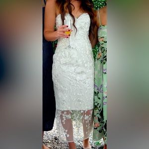 Midi floral white dress. Bridal shower dress, wedding dress,bride, bachelorette